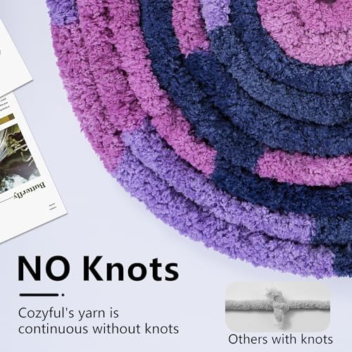 Cozyful Chunky Yarn for Hand Knitting - #10 Chunky Chenille Blanket Yarn, Jumbo Big Thick Chunky Yarns for Crocheting, Tie Dye Bulky Knit Yarns, 8 Skein (20 yds 8 oz Each Skein), Multi Purple - Image 4