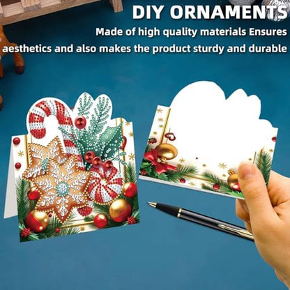 jinglinhh 8pcs Diamond Art Painting Christmas Cookies Greeting Cards with Envelopes, DIY Card Making Kits for Adults, Diamond Art Postcards Christmas Cards Craft Gifts - Image 7