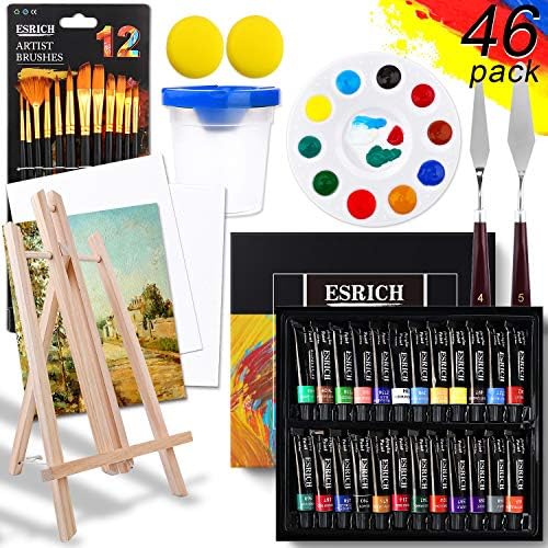 ESRICH Acrylic Paint Set, 46 Pcs Painting Supplies with Paint Brushes - Image 2