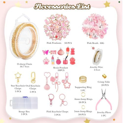 Ecoofor 249Pcs Keychain Making Kit for Kids & Adults – Includes 15 Keychain Clips, 16.4 Feet Chains, 100 Charms, Beading Accessories, Jewelry Pliers – DIY Bag Charms & Jewelry Craft Kit Supplies - Image 2