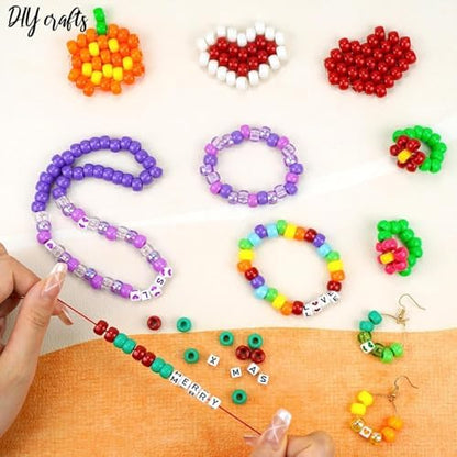 Dowsabel Friendship Bracelet Making Kit, Pony Kandi Beads & 11 Different Beads, 8 Colors Nylon Thread, DIY Jewelry & Craft Gifts - Image 4