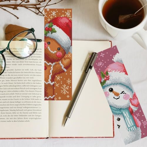 6 Set Christmas Cross Stitch Bookmark, Counted Cross Stitch Bookmarks with 6 Different Christmas Patterns, DIY Bookmark Kit for Adults and Beginners(6 Pack) - Image 4