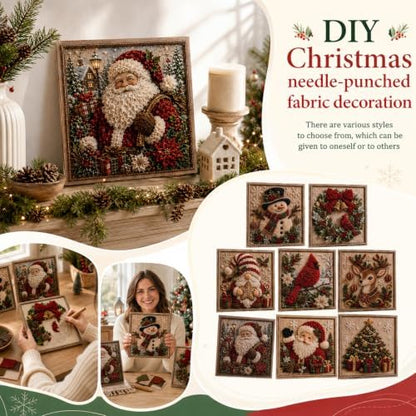 3D Christmas Fabric Art Kit with Frame, No-Sew Handmade Fabric Poke Art Kit - Image 2