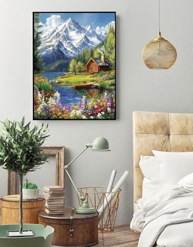 Eiazuiks Stamping Cross Stitch Kit, Snow Mountain Counting Cross Stitch Kit for Adult Beginners, Full Line DIY Stitching Kit for Home Decor Cross Stitch Patterns 12x16 inches - Image 4