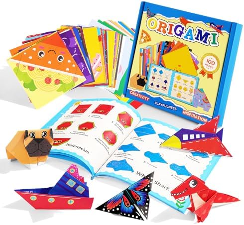 Origami Kit for Kids Ages 5-8 8-12, 100 Sheets Double Sided Colorful Folding Paper (45 Patterns×2+10Blank) with Clear Guiding Book, Animals Dinosaur Art Activity DIY Craft Set Gift for Girls Boys - Image 6