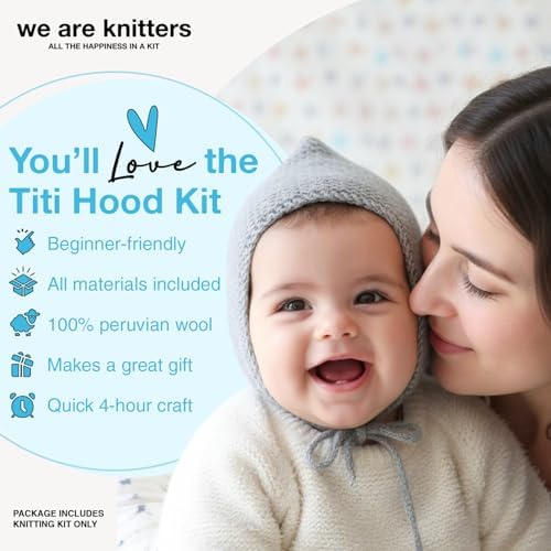 We Are Knitters Titi Hood Kit | Beginner Knitting Gift Kit | Soft Baby Alpaca Flat Knit Bonnet | Cozy Handmade Winter Baby Hood Warm Cozy Gift Set DIY - Image 7