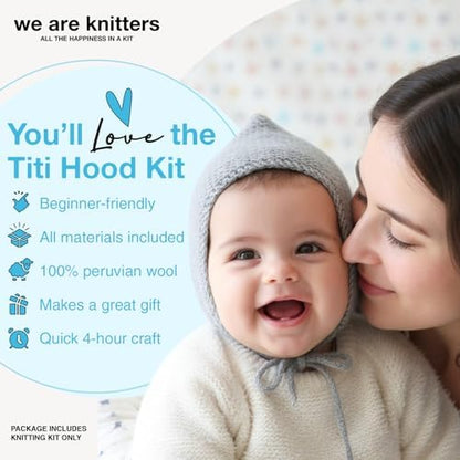 We Are Knitters Titi Hood Kit | Beginner Knitting Gift Kit | Soft Baby Alpaca Flat Knit Bonnet | Cozy Handmade Winter Baby Hood Warm Cozy Gift Set DIY - Image 7
