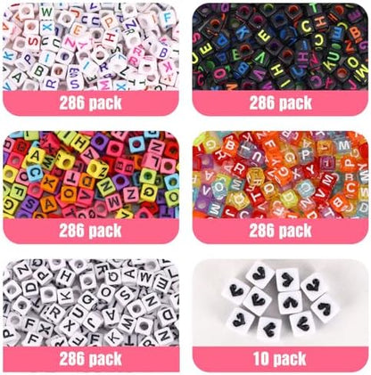 Quefe 1440pcs Multicolor Cube Acrylic Letter Beads, 5 Colors - Image 3