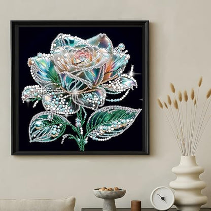 jinglinhh Rose Flowers Special Shaped DIY Diamond Art Painting Kit for Adults Beginners, Partial Drill Crystal Rhinestone Gem Art Craft Home Wall Decor 30x30cm - Image 5