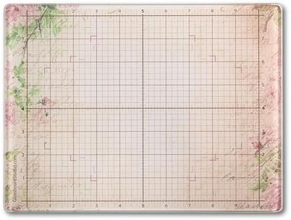 GLASSBOARD STUDIO Glass Craft Mat - Magnetic, Heat & Scratch Resistant - For Crafting, Cutting, Painting, Mixed Media Artwork - Grid Lines, Non-Slip Rubber Feet (Vintage Floral 9"L x 12"W) by GlassboardStudio