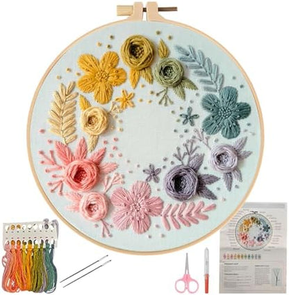 Herdiese Embroidery Kit for Beginners & Adults with Flower Pattern by Unknown