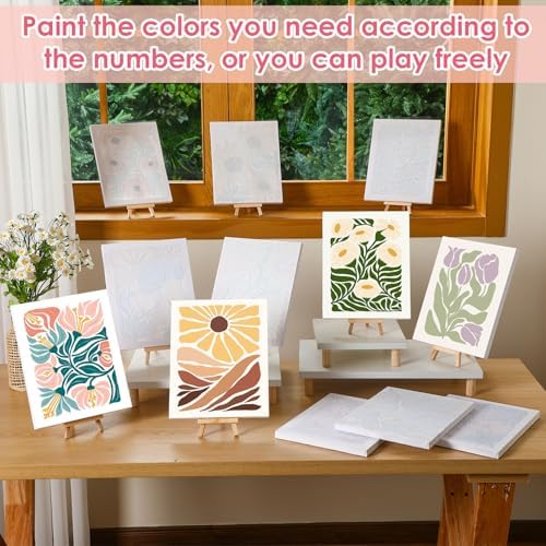 RoundFunny 12 Set Paint by Numbers Kit for Adults Flowers Painting 8x10 - Image 3