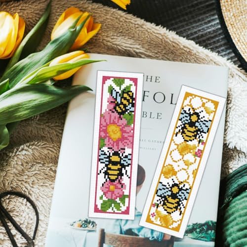 ORIGACH 6 Set Bees Cross Stitch Bookmark Kit for Beginner - Image 5
