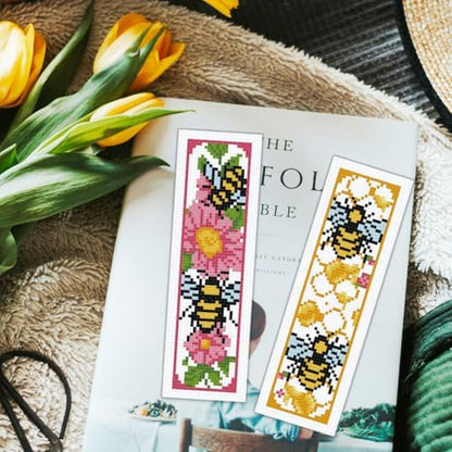 ORIGACH 6 Set Bees Cross Stitch Bookmark Kit for Beginner - Image 5