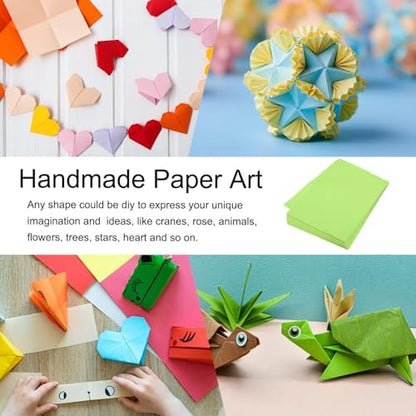 MECCANIXITY 100 Sheet Origami Paper Double Sided Fluorescent Green 8.3 x 5.8 Inch Square Sheet for Art Craft Project, Beginners, Gifts Decor - Image 6