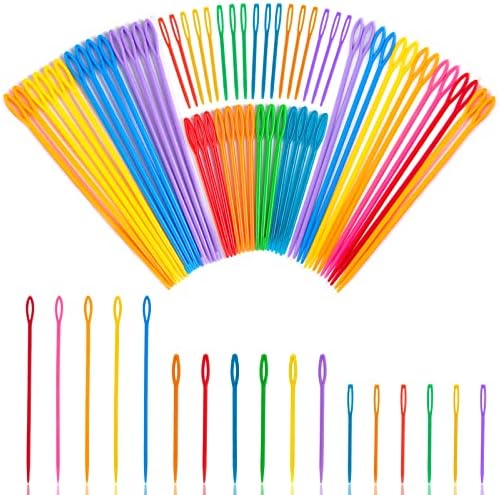 LOVEINUSA 100PCS Plastic Needles for Kids, Large Eye Yarn Needles for DIY Stitchery Plastic Sewing Needles Tapestry by LoveInUsa