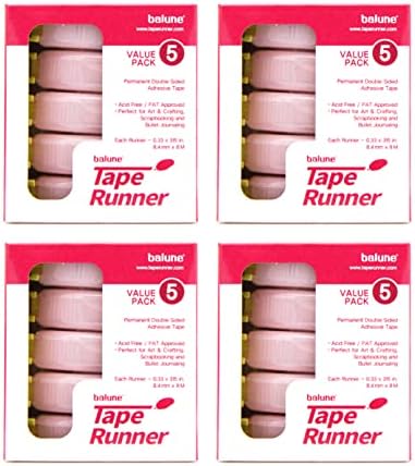 Tape Runner - Double Sided Adhesive with Dispenser Roller Included - Acid Free, Sticky, Clear & Transparent - Ideal for Scrapbooking, Crafts & More - Standard - (315 inches per cartridge) 20 Cartridge by TapeRunner