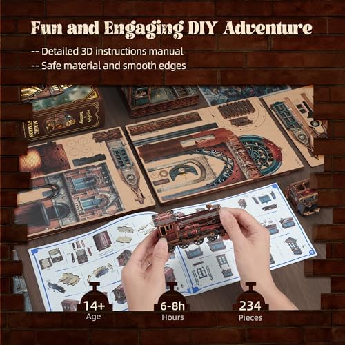 FUNPOLA LED 3D Puzzle Magic Station Book Nook Kit - Interactive 3D Wood Puzzle LED Magical Miniature with Infinite Extension Space - DIY Bookshelf Insert Decor Gifts(Magic Station) - Image 4