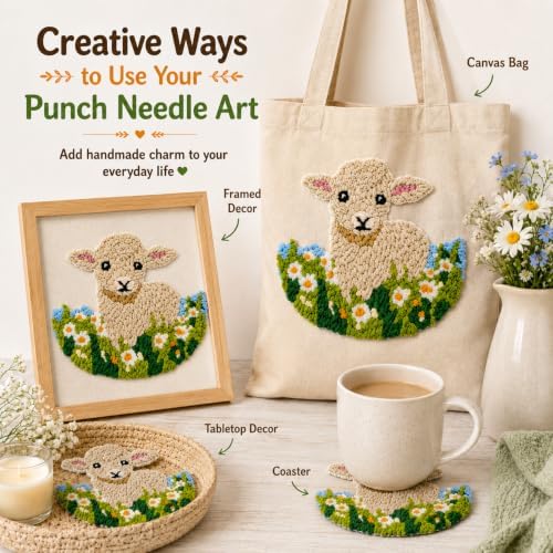 Punch Needle Kit for Beginners – Calf Punch Stitching Kit for Adults, DIY Needle Punch Kits for Art Crafts, Ideal for All Ages, Perfect for Festival Decorations & Gifts - Image 5