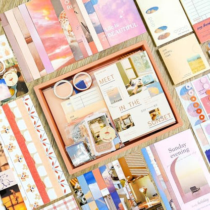 Scrapbooking Supplies Kit, A6 Grid Notebook, Aesthetics Junk Journal Kit - Image 7