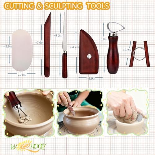 WQHDQLY 21PCS Pottery Tools, Practical Polymer Clay Sculpting Tools Kit, Air Dry Clay Tools Set for Adults, Pottery Craft, Carving, Dotting, Shaping, Molding, Modeling,Drawing - Image 3