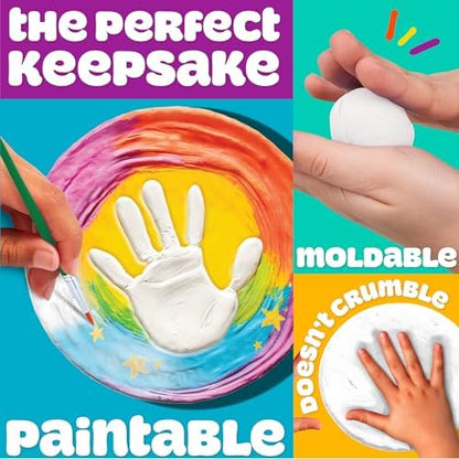 Play-Doh Air Dry Clay Handprint Stone, Includes Reusable Mold, 5 Acrylic Paints, & 5 oz. of Paintable White Clay, Kids Craft Kit, Crafts for Kids Ages 4-8, Art Supplies for Craftrooms and Classrooms - Image 2