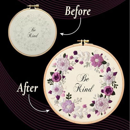 Unwynd Embroidery Kit Floral Theme for Beginners, Satin Stitch Hand Embroidery Kit for Adults, Easy DIY Crafts, Starter Set with Flower Pattern (Floral) - Image 6