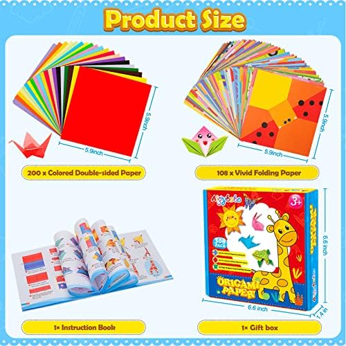 308 Sheets Origami Paper Kit for Kids Ages 5-8 8-12 with Instructional Book - Image 2