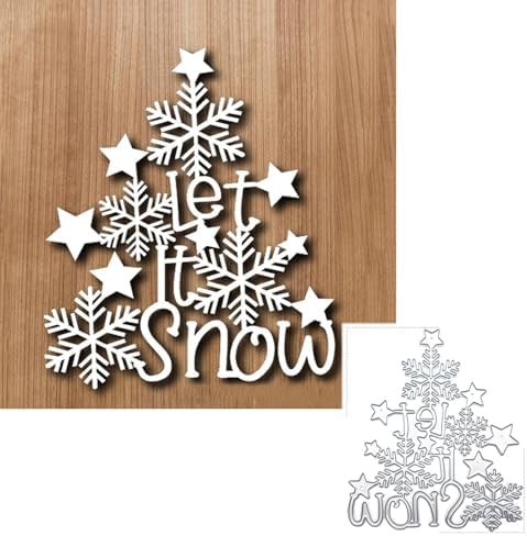 Scrapbooking Die-Cuts, Christmas Metal Cutting Dies for Card Making, Paper Craft Punch Template, Background Embossing Stencils, DIY Album Décor (Star Snowflakes Let It Snow-10x8.6cm) - Image 5