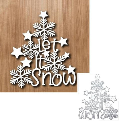 Scrapbooking Die-Cuts, Christmas Metal Cutting Dies for Card Making, Paper Craft Punch Template, Background Embossing Stencils, DIY Album Décor (Star Snowflakes Let It Snow-10x8.6cm) - Image 5
