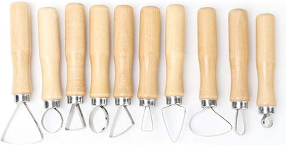 Yctze 10pcs Clay Pottery Sculpture Wax Soap Modelling Tools Set - Essential DIY Clay Carving Kit with Ribbon Tools for Pottery Crafting