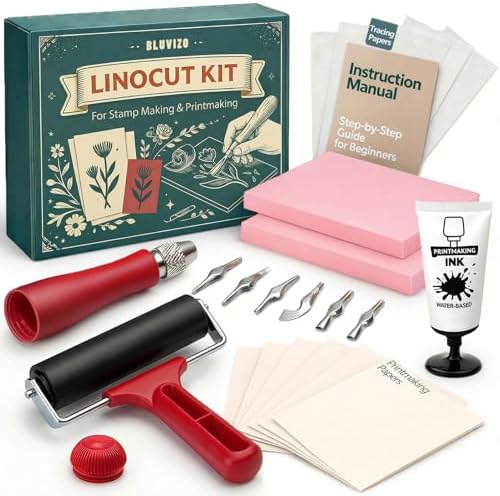 Linocut Kit for Printmaking & Stamp Making: Block Printing Tools Supplies by YourTrustedCompanionontheCarvingJourney