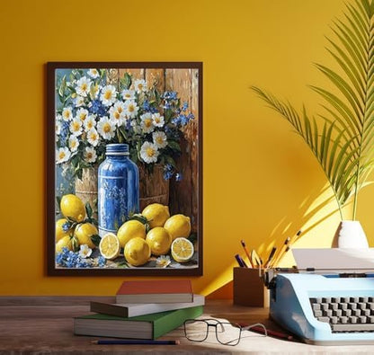 DOTSTART Paint by Numbers Kit for Adults,Lemons and Daisies Paint by Number for Adults,Acrylic Adults' Paint-by-Number Kits, DIY Easy Paint by Number Adult Canvas for Home Art Decor, 15.75X19.69 inch - Image 3