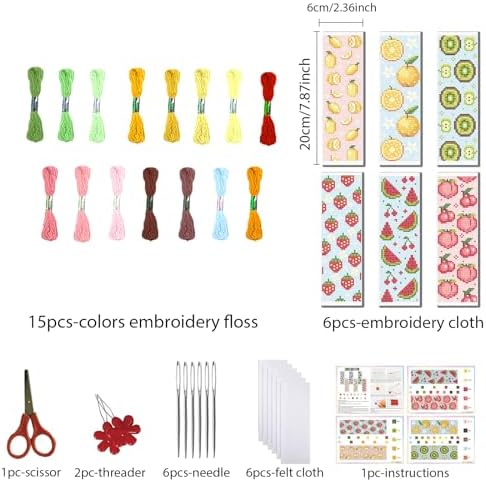 FREEBLOSS 6 Set Cross Stitch Bookmark Kit Stamped Cross Stitch Kit - Image 2
