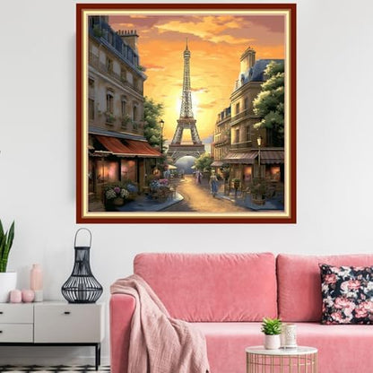 Redxing Stamped Cross Stitch Kits Embroidery kit for Beginners Adults Full Range of Embroidery Patterns Starter Kits DIY Printed Cross Stitch Kits Needlepoint Kits 11CT-Eiffel Tower Street 18x18 inchs - Image 2