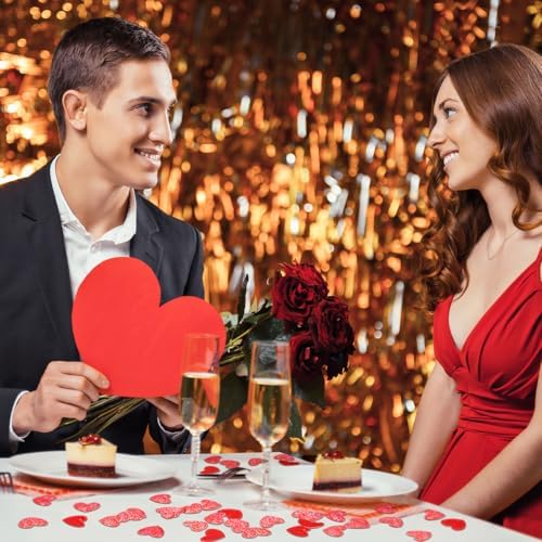 Tatuo 300 Pcs Valentine's Day Felt Hearts Decoration Glitter Felt Hearts Confetti Mini Heart Shapes Decorative Confetti for DIY Crafts Valentines Wedding Party Decor(Red) - Image 2