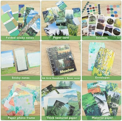 Scrapbooking Supplies Kit, A6 Grid Notebook, Vintage Junk Journaling Kit - Image 5