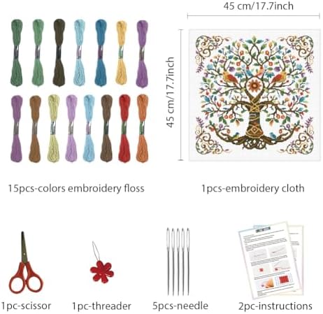 FREEBLOSS 11CT Cross Stitch Kits with Tree of Life Pattern 17.7x17.7in - Image 2