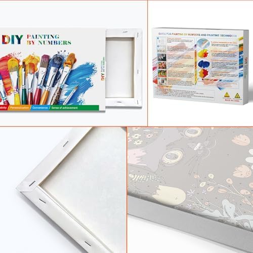 JOOZ Paint by Numbers Kit for Adults with Frame, Black Cat Paint by Number with Easel, DIY Flowers Oil Painting by Numbers Black Cat, Easy Adult Paint by Number Kits Canvas for Wall Decor 8x12 Inch - Image 6
