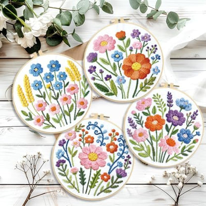 ORIGACH 4 Pack Easy Flower Embroidery Kit for Beginners - Image 5