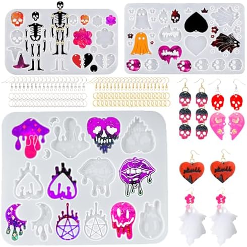 17 Pairs Dripping Halloween Resin Earring Molds with 40 Hooks for Halloween by OMGFUNAA