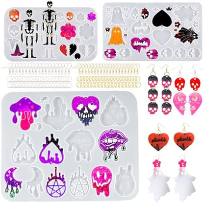 17 Pairs Dripping Halloween Resin Earring Molds with 40 Hooks for Halloween by OMGFUNAA