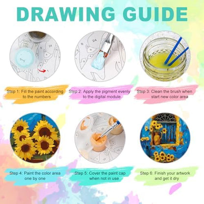 Paint by Numbers Kit for Adults, Window Sunflower Painting, 16 x 20 Inch - Image 5