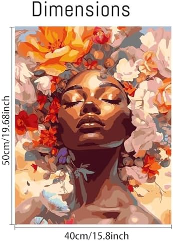 Clendo DIY African Woman Paint by Numbers for Adults Canvas, Flowers and Girl Paint by Number Kits on Canvas - Oil Painting Kits Arts and Crafts for Home Decor 16x20 inch(Without Frame) - Image 2