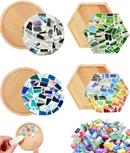 Kids Mosaic Coaster Kit – 4-Pack, Non-Toxic Crafts Ages 6-12 by AHZier