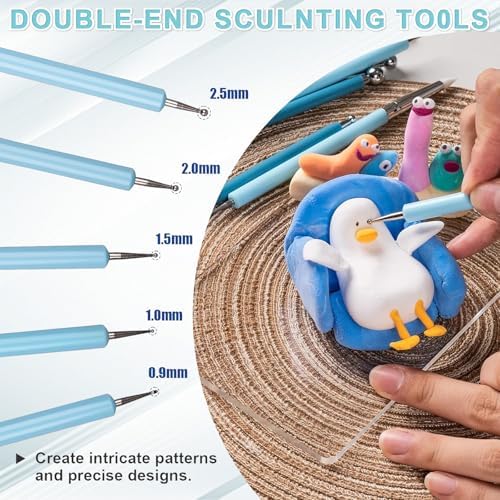 Adult Air Dry Clay Set 48 Colors with 12 Sculpting Tools Soft Lightweight Non Sticky Safe Modeling Clay for DIY Crafts Creative Art Projects and Handmade Activities No Bake Air Drying Clay Kit - Image 2