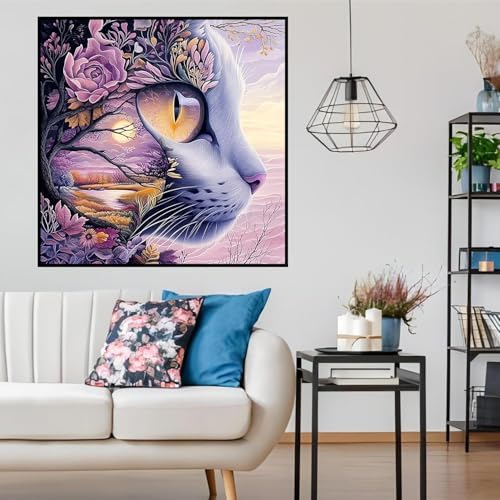 Lophomie Diamond Art Kits for Adults, 5D Cat Diamond Painting Kits 14x14 in - Image 2