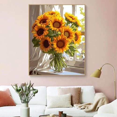 ZRIZQ Sunflower Paint by Numbers Kit for Adults Beginner,Flowers,16x20 - Image 3