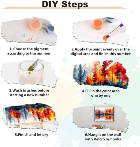 EOBROMD Framed Paint by Numbers Kits for Adults with Wooden Easel, Landscape Tree DIY Paint by Numbers Kits for Beginner, Painting on Stretched Canvas, Oil Crafts Home Decor Gift 14x10 Inch - Image 5