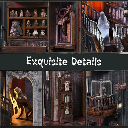 MiniCity Haunting Relics Book Nook Kit, 3D Wooden Bookshelf Puzzle with LED - Image 6